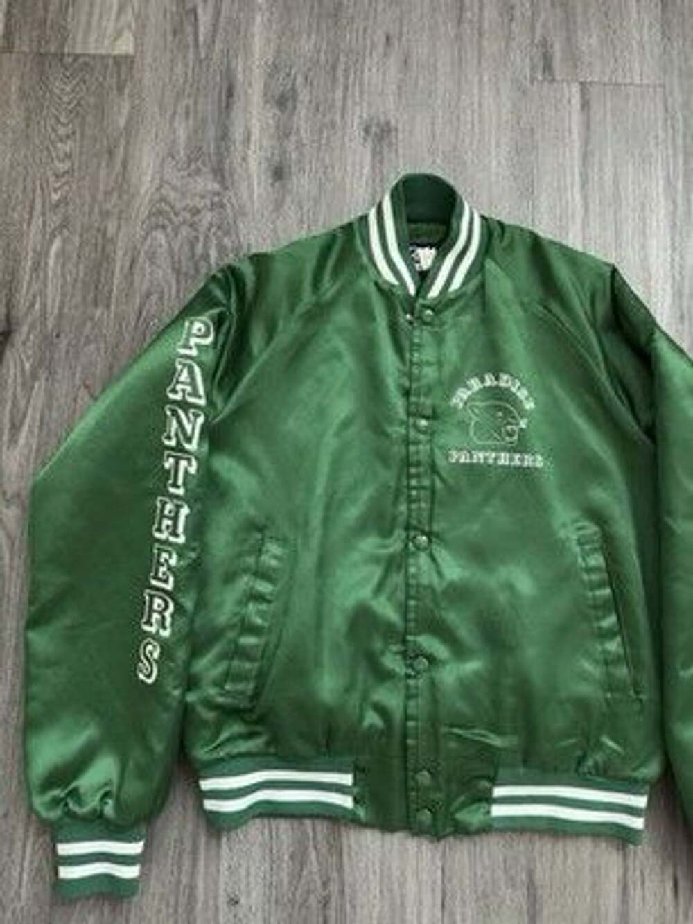 Vintage 1990s Varsity Satin Bomber Jacket Paradise Panthers